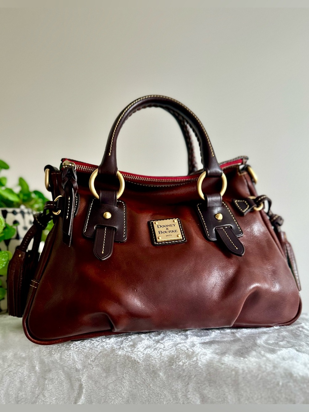 Dooney & Bourke Toledo Florentine Vintage Stanwich Satchel in Chestnut - Picture 16 of 16
